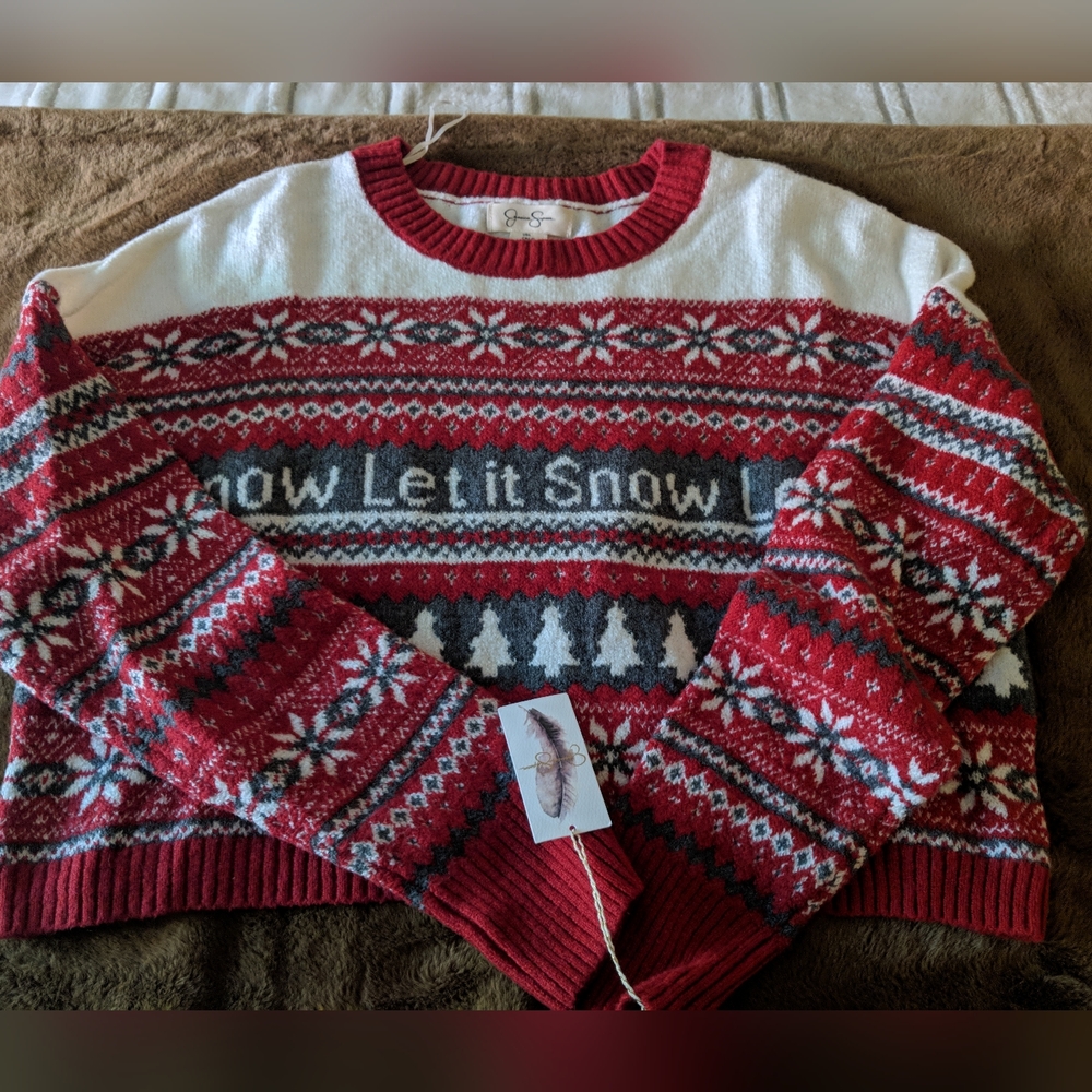 NWT Festive Holiday Let It Snow Sweater Jessica Simpson Large NWT